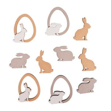 Rayher.	 Leseni okraski Zajčki&Jajčka, 3.2-4cm, set 10