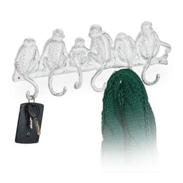 Northix Beli obešalnik v opičjem dizajnu z šestimi kavlji