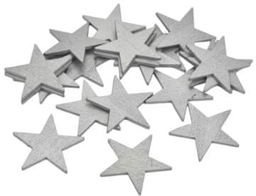 Rayher.	 Lesene zvezdice, srebrne, 4.5cm, set 10