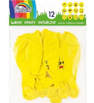 Rayher.	 Baloni metalic, 30 cm, 12 kos, emotikoni