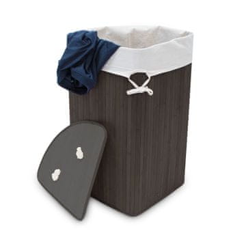 Northix Koš za perilo kotni bambus z odstranljivo bombažno vrečko in zložljivo strukturo
