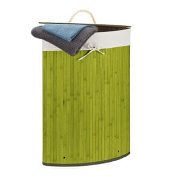 Northix Koš za perilo kotni bambus z odstranitveno bombažno vrečko in zložljivo strukturo