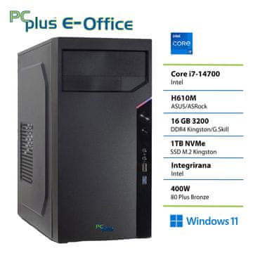 PCplus e-office i7 14700 16GB DDR4 1TB SSD Windows 11 Pro namizni računalnik