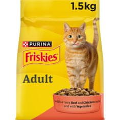 Friskies Adult suha hrana za mačke, govedina, piščanec in zelenjava, 4 x 1,5kg