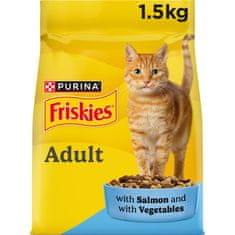Friskies Adult suha hrana za mačke, losos in zelenjava, 4 x 1,5kg
