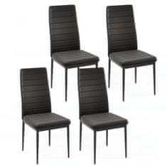 Northix 4-delni Komplet Jedilnih Stolov iz Umetnega Usnja, Brez Naslonjala za Roke, Črni