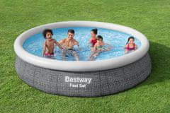 Bestway samostoječi bazen 366x76 cm z kartušno filtracijo, ratan videz