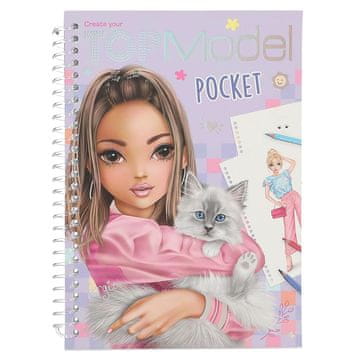 Top Model Kapesní omalovánky se samolepkami Fergie, Fialová - Fergie s kočkou