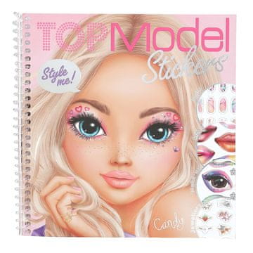 Top Model Kreativní samolepkový sešit Dress Me Up Face, Candy, se samolepkami