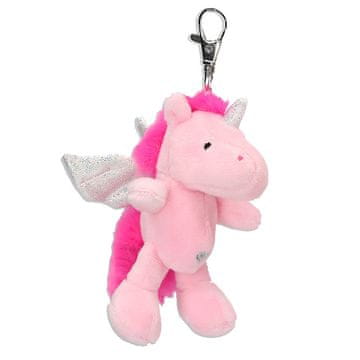 Plyšový přívěsek jednorožce s karabinkou Ylvi, Růžový