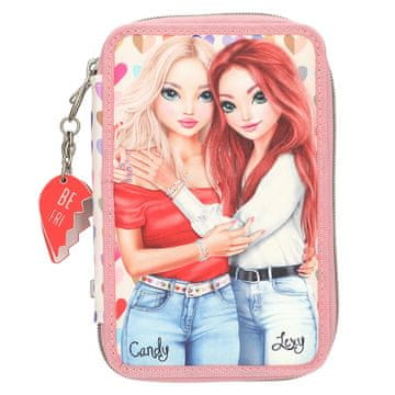 Top Model Dvoupatrový penál s výbavou Heart to Heart, Candy + Lexy, se srdíčky