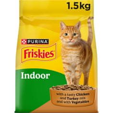 Friskies Indoor suha hrana za mačke, piščanec, puran in zelenjava, 6 x 1,5kg