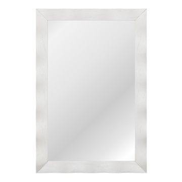 Northix Stensko ogledalo na kmetiji z lesenim okvirjem iz kavčukovega lesa, bela