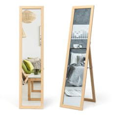 Northix 2 v 1 ogledalo v polni velikosti, stoječe ogledalo in stensko ogledalo z lesenim okvirjem 37 x 155 cm naravno