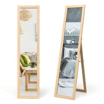 Northix 2 v 1 ogledalo v polni velikosti, stoječe ogledalo in stensko ogledalo z lesenim okvirjem 37 x 155 cm naravno