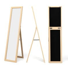 Northix 2 v 1 ogledalo v polni velikosti, stoječe ogledalo in stensko ogledalo z lesenim okvirjem 37 x 155 cm naravno