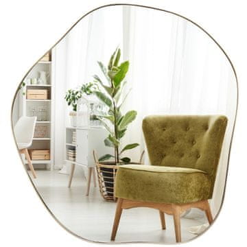 Northix Nepravilno stensko ogledalo, kovinski okvir, 75,5 x 70 cm, zlato