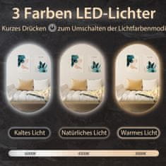 Northix 80 x 50 cm LED stensko ogledalo ovalno, kopalniško ogledalo z možnostjo zatemnitve