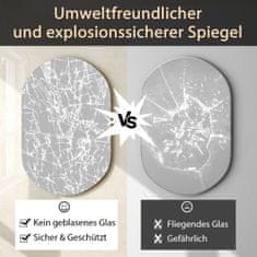 Northix 80 x 50 cm LED stensko ogledalo ovalno, kopalniško ogledalo z možnostjo zatemnitve