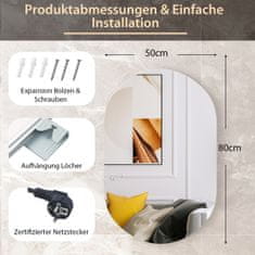 Northix 80 x 50 cm LED stensko ogledalo ovalno, kopalniško ogledalo z možnostjo zatemnitve