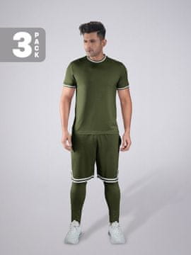 LEAFLETIC Moški športni komplet z majico, kratkimi hlačami z zračniki in hlačami