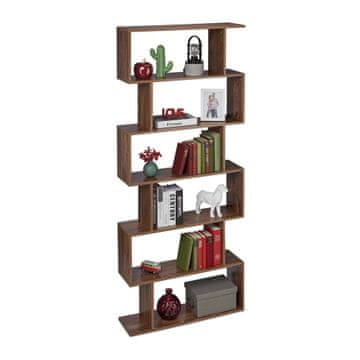 Northix Visoka knjižna omara rjava z ozko globino in gumiranimi ščitniki za tla