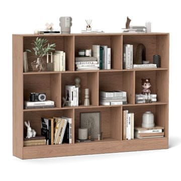 Northix 3-nadstropna knjižna polica z 10 prekati, 140x24x104 cm, lesni kompozit, MDF