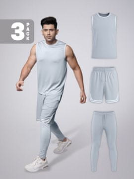 PANTONECLO Moški športni komplet Pantoneclo iz treh delov: majica s kratkimi rokavi, kratke hlače z zračnimi odprtinami in hlače