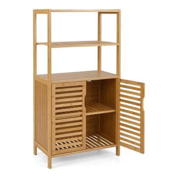 Northix Knjižna polica iz bambusa z vrati, 4-nadstropna, 60x33x116 cm, naravni zaključek