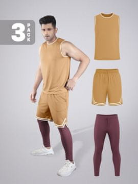 PANTONECLO Moški športni komplet Pantoneclo iz treh delov: majica s kratkimi rokavi, kratke hlače z zračnimi odprtinami in hlače