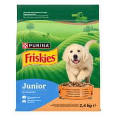 Friskies Junior suha hrana za pasje mladiče, piščanec in zelenjava, 4 x 2,4kg