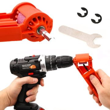 Rosfix Ročni Brusilec za Svedre – za Vse Premera, ABS, 85×170 Mm, Rdeč | Vključuje Ključ in Polirko