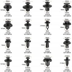 Rosfix Set Avtomobilskih Sponk – 620 Kos v Plastični Škatli | Najlonski Vijaki, 16 Velikosti, Črn