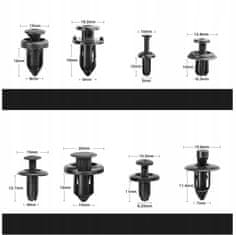 Rosfix Set Avtomobilskih Sponk – 620 Kos v Plastični Škatli | Najlonski Vijaki, 16 Velikosti, Črn
