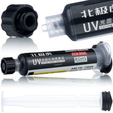 Rosfix Črna UV Soldermaska – Zaščita PCB, Neprevodna, Hitro Strjevanje | 10 Ml, 95 Mm Brizga