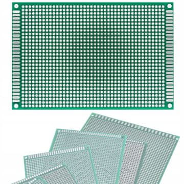 Rosfix Dvostranska Prototipna Tiskanina 80 X 120 Mm – Zelena, THT Montaža | Raster 2,54 Mm, 4 Luknje