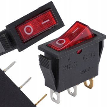 Rosfix KCD3 Preklopno Stikalo – ON-OFF, 15A 250V, 3 Kontakti, Osvetljeno | za AC v DC Napajanje