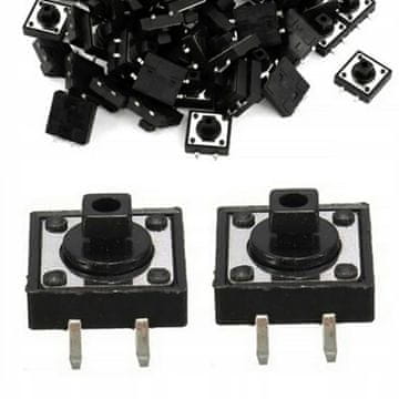 Rosfix Set Taktno Stikalo 12x12 Mm – Višina 7 Mm, 2 Kosi | za Elektronske Naprave, Visoka Natančnost