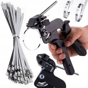 Rosfix Set Klešče za Stiskanje 12 – Klešče z Ucinarko + 100 Nerjavečih Objemkov | do 12 Mm