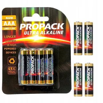 Rosfix Alkalne Baterije LR03 AAA – 1.5V, 4 Kosi | Ø10,5 Mm, Višina 44,5 Mm, −20°C do +50°C