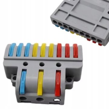 Rosfix LT-933 Električna Razdelilna Kocka – 3 Vhodi, 9 Izhodov | 250/600V, 32A, 0,08-4,0 Mm², Siva