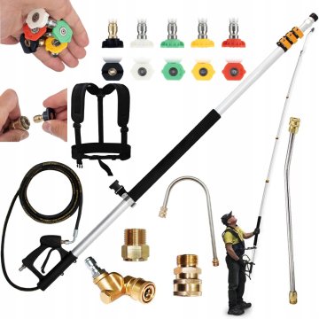 Rosfix Teleskopska Palica za Tlačni Čistilec 1,5–7,3 M – 275 Bar, M22x1,5, M18 | Aluminij, 30 L/min, 60 °C | Zadaj Strehe, Fasada, Rinne