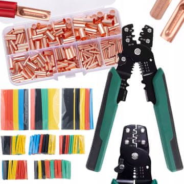 Rosfix Set Klešče za Stiskanje – 250 Tulejk + 328 Termokrčljivih Cevi | 0,5–6 Mm²
