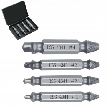 Rosfix Set Bitov za Odvijanje Poškodovanih Vijakov – 4 Kosi, Kovinski, Ø2,5–6,0 Mm | za Vrtalnik