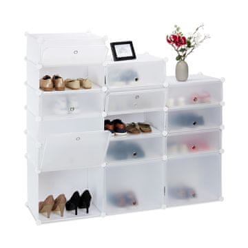 Northix Omarica za shranjevanje čevljev, modularna, 36 parov, 3 predelki za škornje, prozorna vrata