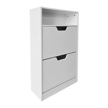 Northix Tilt-Out Shoe Cabinet with Open Shelf, Slim Design, Adjustable Dividers
