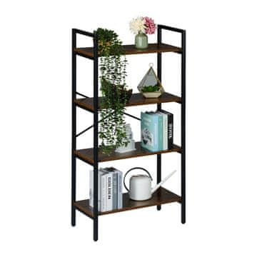 Northix Industrijska knjižna omara - črna kovina in polica iz temnega lesa