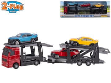 Difuzed 2-Play Prometni avtomobilski transporter kovinski 26 cm 1:60 + 3 avtomobili
