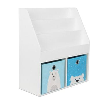 Northix Otroška knjižna polica s škatlami in policami iz blaga, otrokom prijazna višina