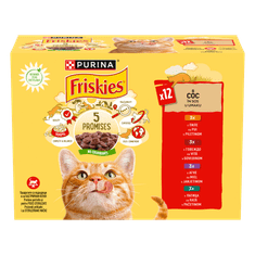 Friskies Adult mokra hrana za mačke, piščanec, govedina, jagnjetina in raca v omaki, 72 x 85g